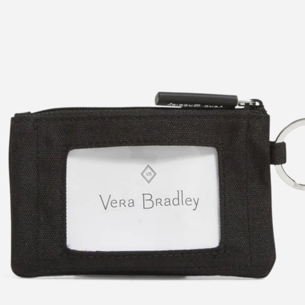 Vera Bradley Factory Style Lighten Up Zip ID Case Black nwt